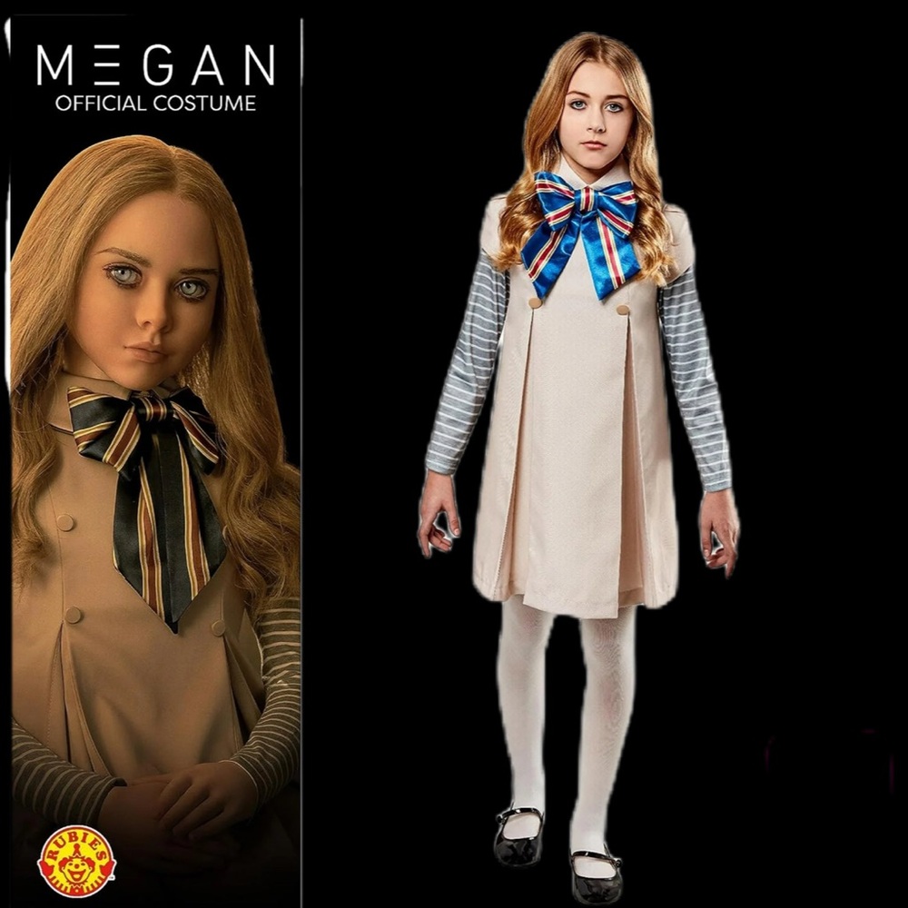 Universal Megan Official Costume Beige Dress with Striped Bow